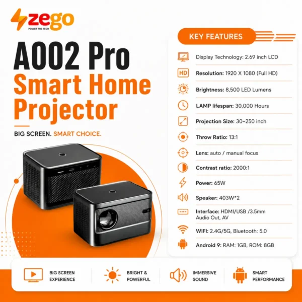 ZEGO A002 Smart Projector Specification – Buy Online India